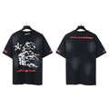 New H Hell Star Series Printed T Shirt Pure Cotton Vintage Washed Loose Short Sleeve Unisex Casual Tee