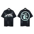 New H Hell Star Series Printed T Shirt Pure Cotton Vintage Washed Loose Short Sleeve Unisex Casual Tee