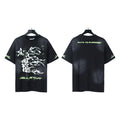 New H Hell Star Series Printed T Shirt Pure Cotton Vintage Washed Loose Short Sleeve Unisex Casual Tee