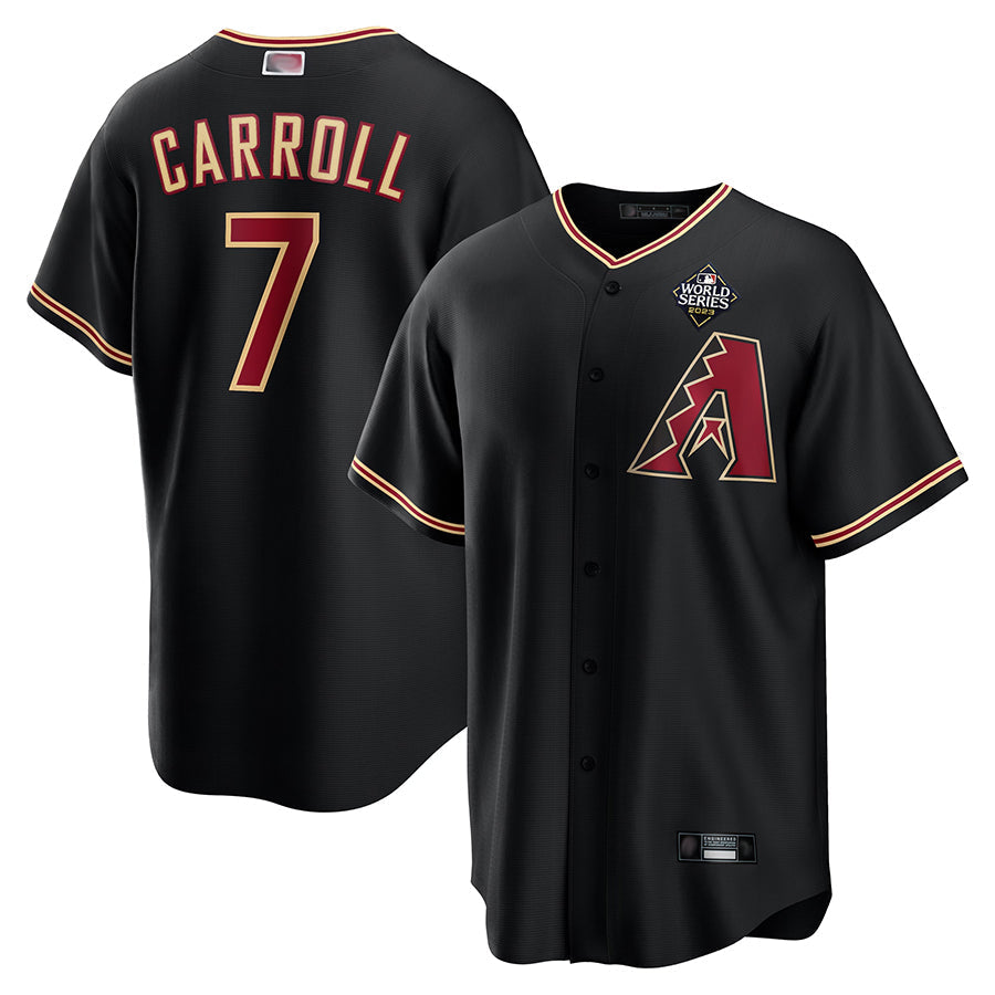 Blandc A.Diamondbacks #7 Corbin Carroll Player Black World Series Replica Personalized Stitched Jerseys