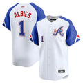 Blandc A.Braves #1 Ozzie Albies Player Blue City Connect Stitched Jerseys