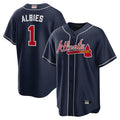 Blandc A.Braves #1 Ozzie Albies Player Navy Alternate Stitched Jerseys