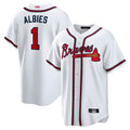 Blandc A.Braves #1 Ozzie Albies Player White Alternate Stitched Jerseys