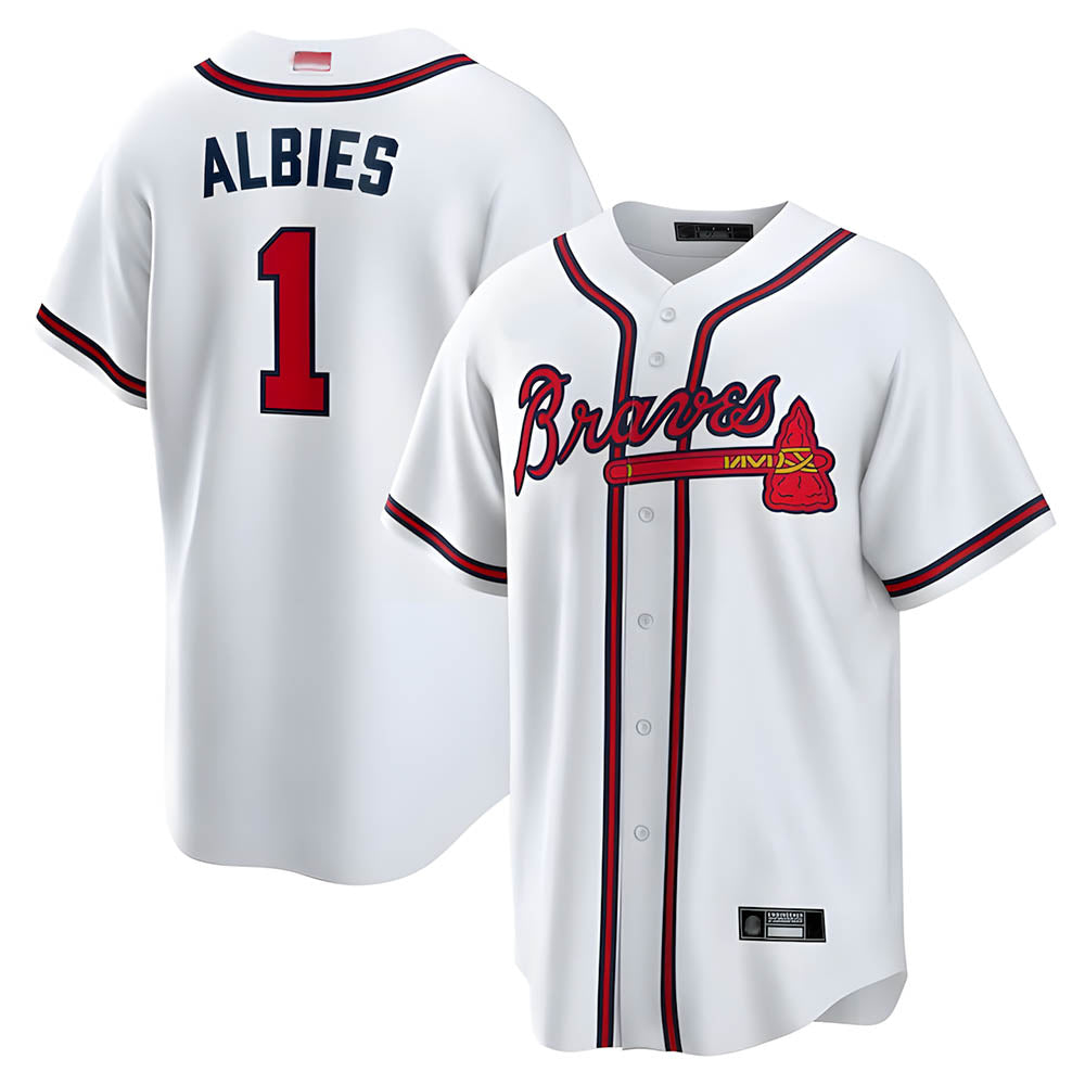 Blandc A.Braves #1 Ozzie Albies Player White Alternate Stitched Jerseys