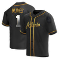 Blandc A.Braves #1 Ozzie Albies Player Gold Replica Black en Alternate Stitched Jerseys