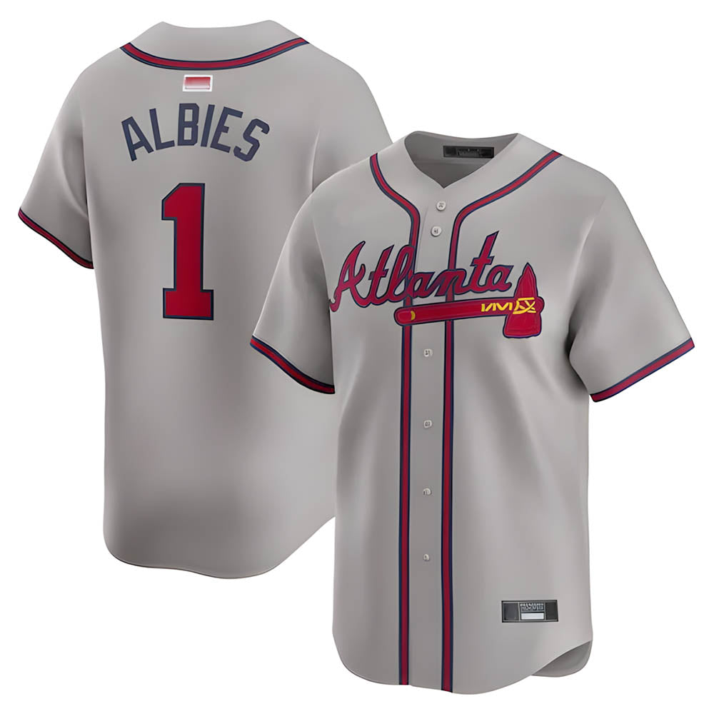 Blandc A.Braves #1 Ozzie Albies Player Gray Vapor Premier City Connect Premium Stitched Jerseys