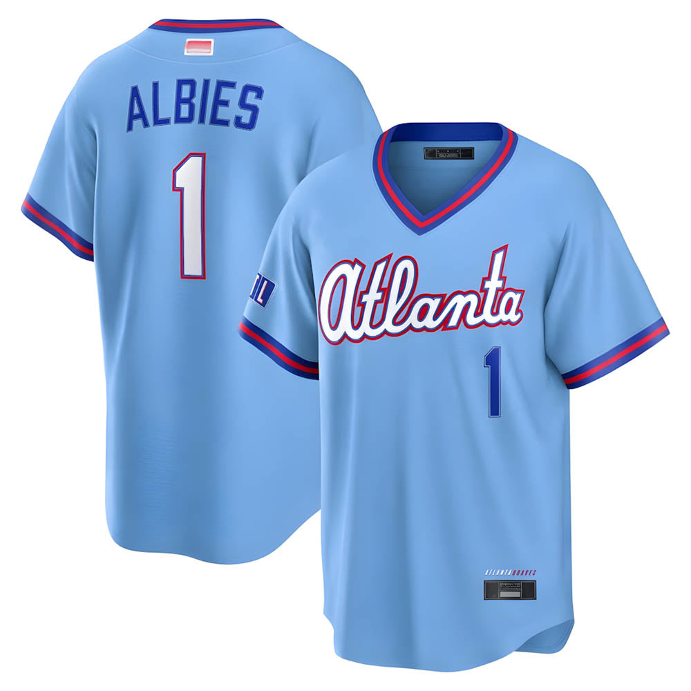 Blandc A.Braves #1 Ozzie Albies Player Powder Blue 2026 City Connect T shirt Stitched Jerseys