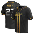 Blandc A.Braves #27 Austin Riley Player Black&Gold Replica en Alternate Stitched Jerseys