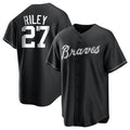 Blandc A.Braves #27 Austin Riley Player Black&White Replica Stitched Jerseys
