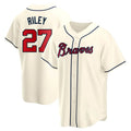 Blandc A.Braves #27 Austin Riley Player Cream Replica Alternate Stitched Jerseys