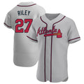 Blandc A.Braves #27 Austin Riley Player Gray Authentic Road Stitched Jerseys