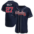 Blandc A.Braves #27 Austin Riley Player Navy Authentic Alternate Stitched Jerseys