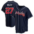 Blandc A.Braves #27 Austin Riley Player Navy Replica Alternate Stitched Jerseys