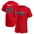 Blandc A.Braves #27 Austin Riley Player Red Authentic Alternate Stitched Jerseys
