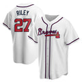 Blandc A.Braves #27 Austin Riley Player White Replica Home Stitched Jerseys