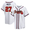 Blandc A.Braves #27 Austin Riley Player White&Gold Replica Program Stitched Jerseys