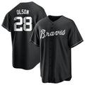 Blandc A.Braves #28 Matt Olson Player Black&White Replica Stitched Jerseys