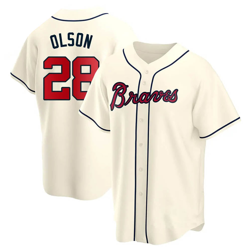 Blandc A.Braves #28 Matt Olson Player Cream Replica Alternate Stitched Jerseys
