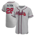 Blandc A.Braves #28 Matt Olson Player Gray Authentic Road Stitched Jerseys