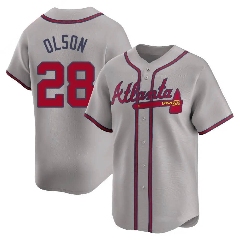 Blandc A.Braves #28 Matt Olson Player Gray Limited Away Stitched Jerseys