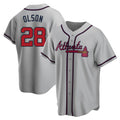 Blandc A.Braves #28 Matt Olson Player Gray Replica Road Stitched Jerseys