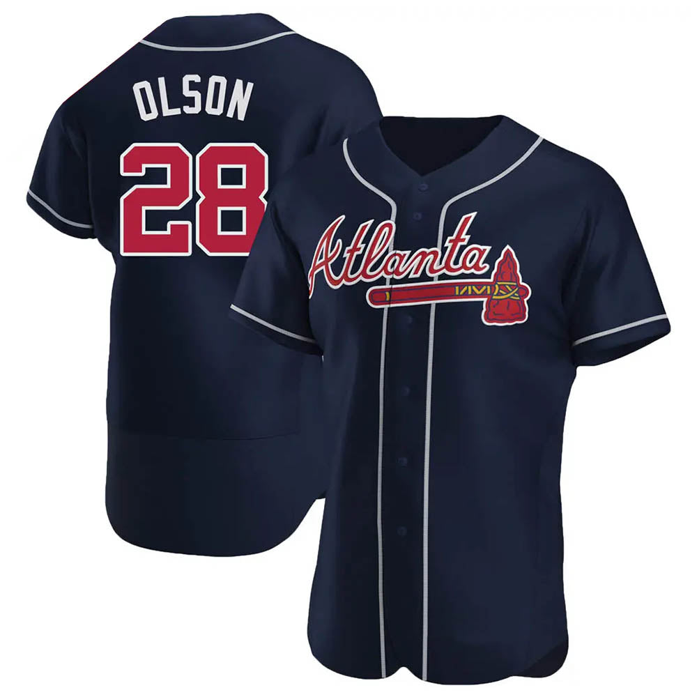 Blandc A.Braves #28 Matt Olson Player Navy Authentic Alternate Stitched Jerseys