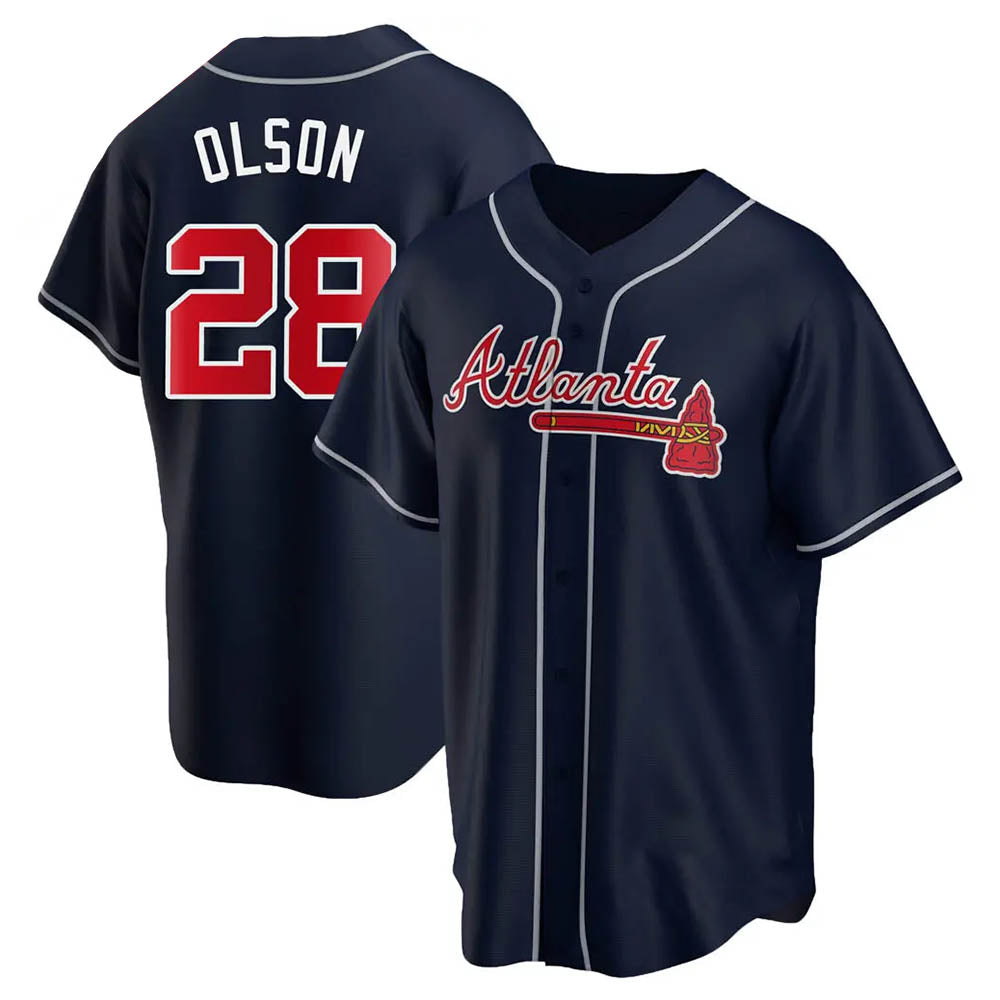 Blandc A.Braves #28 Matt Olson Player Navy Replica Alternate Stitched Jerseys