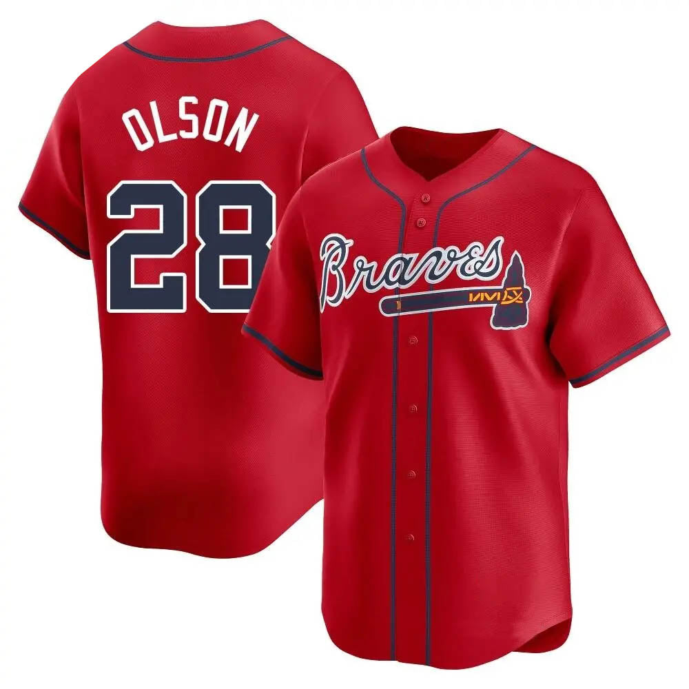 Blandc A.Braves #28 Matt Olson Player Red Limited Alternate Stitched Jerseys