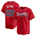 Blandc A.Braves #28 Matt Olson Player Red Limited Alternate Stitched Jerseys