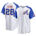 Blandc A.Braves #28 Matt Olson Player White Replica City Connect Stitched Jerseys