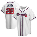 Blandc A.Braves #28 Matt Olson Player White Replica Home Stitched Jerseys