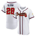 Blandc A.Braves #28 Matt Olson Player White&Gold Authentic Program Stitched Jerseys