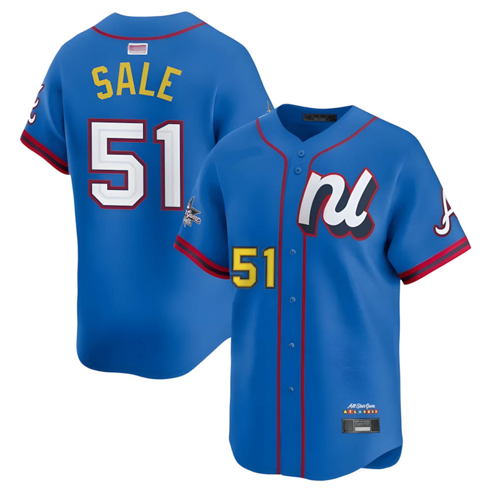 Blandc A.Braves #51 Chris Sale Player Blue National League Limited Stitched Jerseys