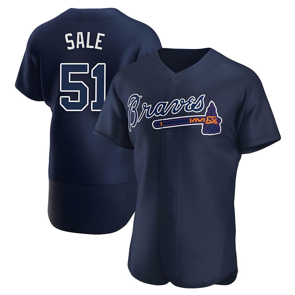 Blandc A.Braves #51 Chris Sale Player Navy Alternate Team Stitched Jerseys