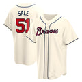 Blandc A.Braves #51 Chris Sale Player Cream Alternate Replica Stitched Jerseys