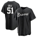 Blandc A.Braves #51 Chris Sale Player White&Black Replica Stitched Jerseys