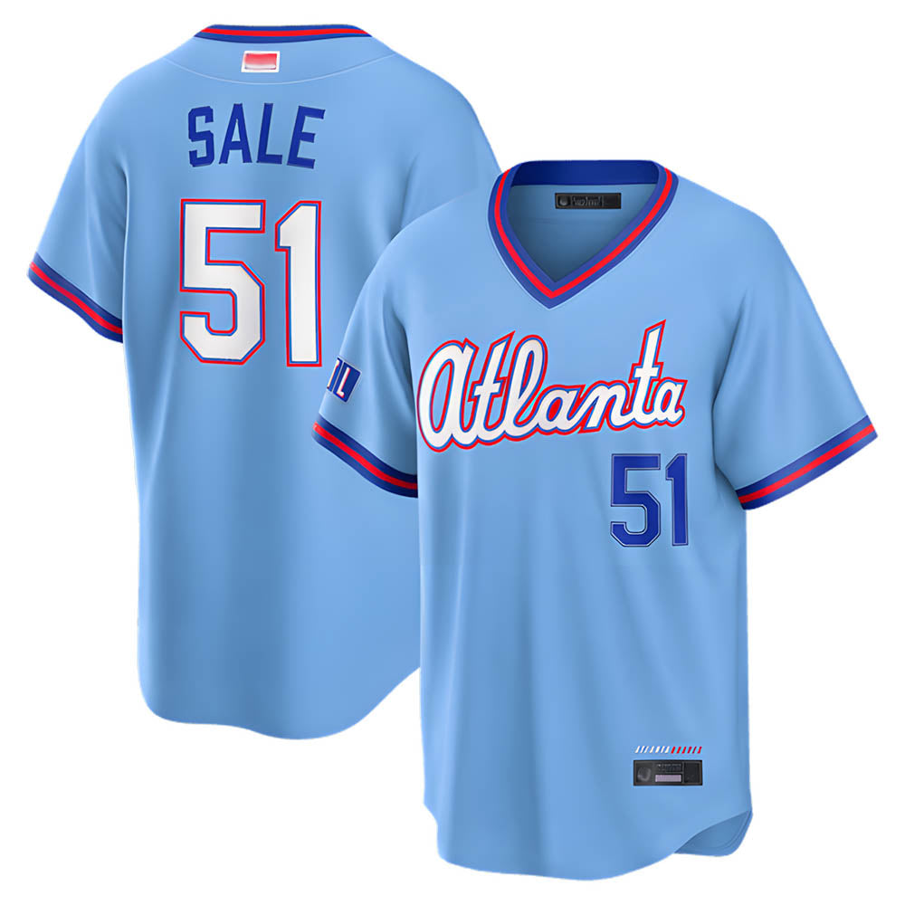 Blandc A.Braves #51 Chris Sale Player Powder Blue 2026 City Connect T shirt Stitched Jerseys