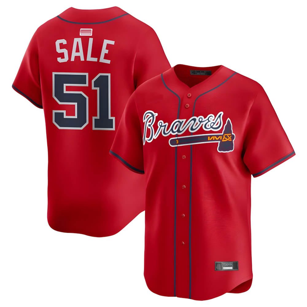 Blandc A.Braves #51 Chris Sale Player Red Alternate Limited Stitched Jerseys