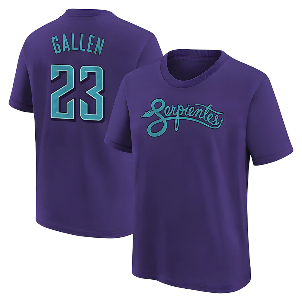 Blandc A.Diamondbacks #23 Zac Gallen Player Purple Fuse City Connect round collar T shirt Stitched Jerseys