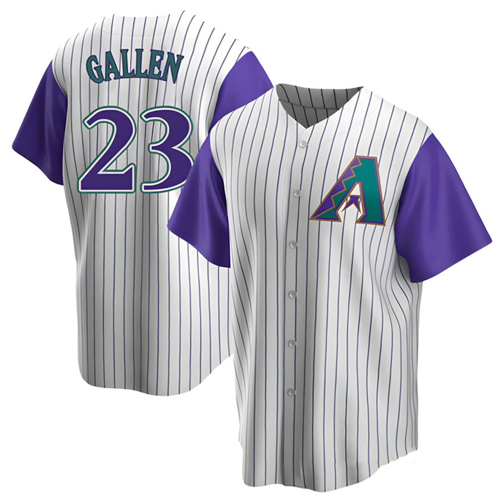 Blandc A.Diamondbacks #23 Zac Gallen Player White-Purple Replica Stitched Jerseys