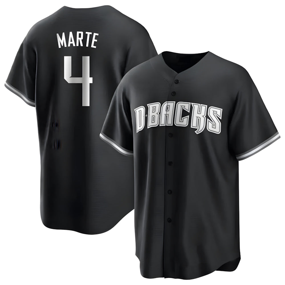 Blandc A.Diamondbacks #4 Ketel Marte Player Black Pointed collar Replica Game Stitched Jerseys