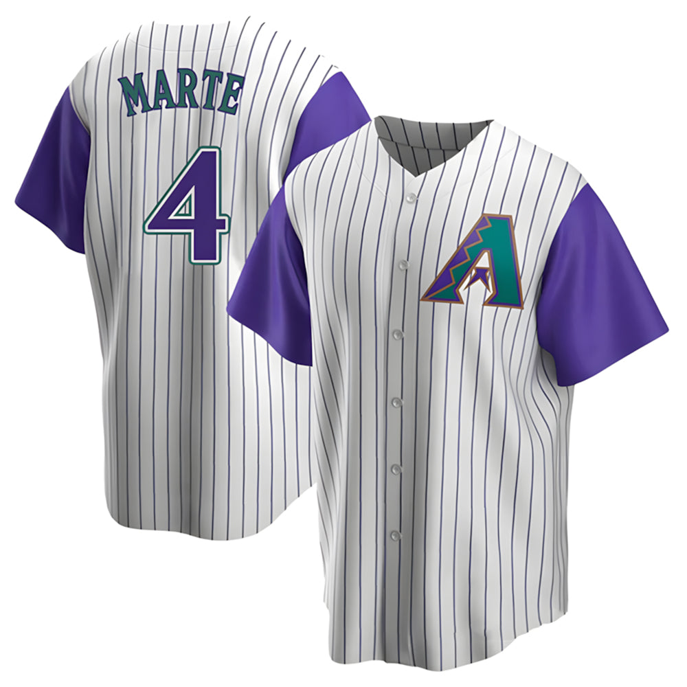 Blandc A.Diamondbacks #4 Ketel Marte Player White-Purple Limited Stitched Jerseys
