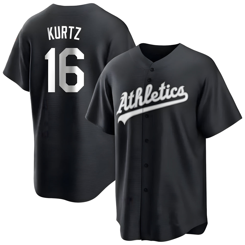 Blandc Athletics #16 Nick Kurtz Player Black Game Stitched Jerseys