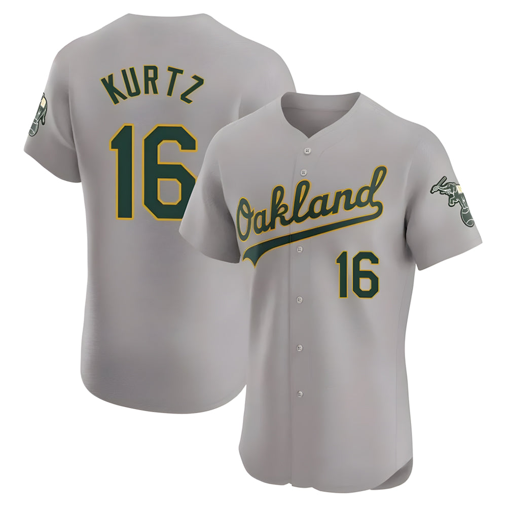 Blandc Athletics #16 Nick Kurtz Player Gray Elite Road Stitched Jerseys