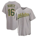 Blandc Athletics #16 Nick Kurtz Player Gray Home Game Stitched Jerseys