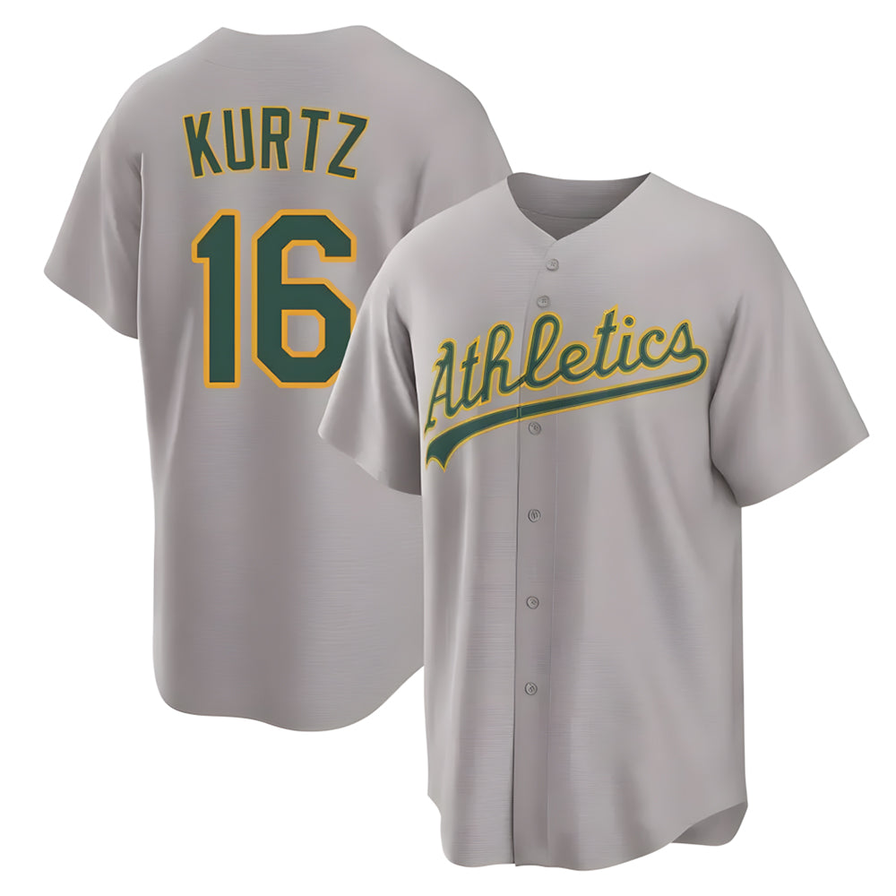 Blandc Athletics #16 Nick Kurtz Player Gray Home Game Stitched Jerseys