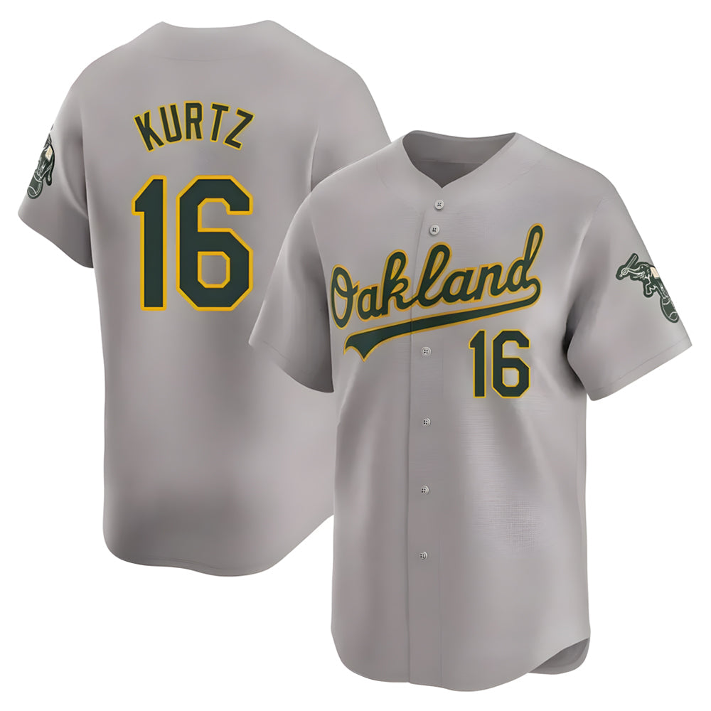 Blandc Athletics #16 Nick Kurtz Player Grey Home Limited Stitched Jerseys
