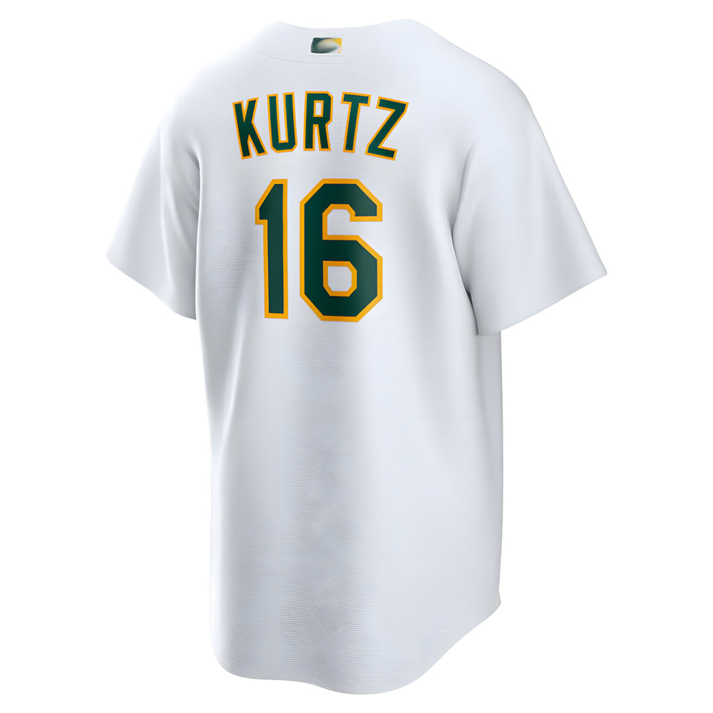 Blandc Athletics #16 Nick Kurtz Player White Home Game Stitched Jerseys