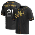 Blandc Athletics #21 Tyler Soderstrom Player Black Golden Replica Alternate Stitched Jersey