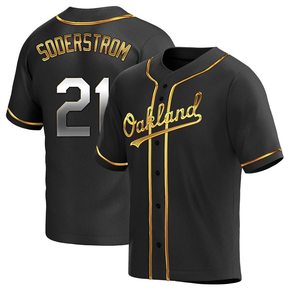 Blandc Athletics #21 Tyler Soderstrom Player Black Golden Replica Alternate Stitched Jersey